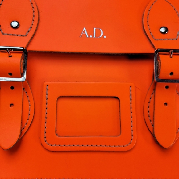 The Leather Satchel Co satchel with Crossbody Straps in Neon Orange - Picture 4 of 16